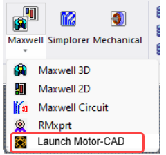 Access to the Launch Motor-CAD function from the Maxwell desktop icon