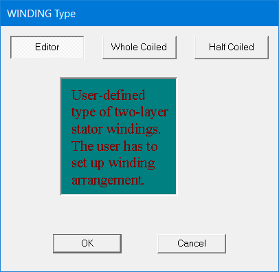 View of the Winding Type selection window