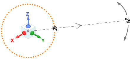 Vector originating from the orientation icon to represent mouse distance from the Orientation Gadget.
