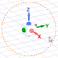 Orientation Gadget in the modeler window. X, Y, Z direction vectors.