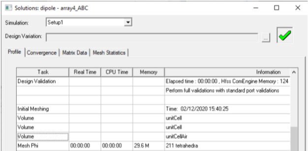 Solutions Profile dialog. 