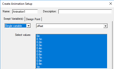 Create Animation Setup dialog.