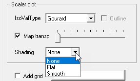 Scalar plot groupbox, Shading set to None option.
