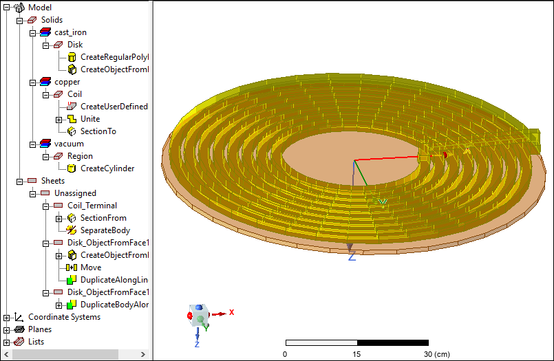 Coil abd disk geometry used for the example