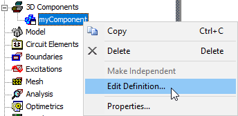 Edit Definition in Project Manager