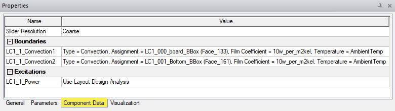 Component Data Tab