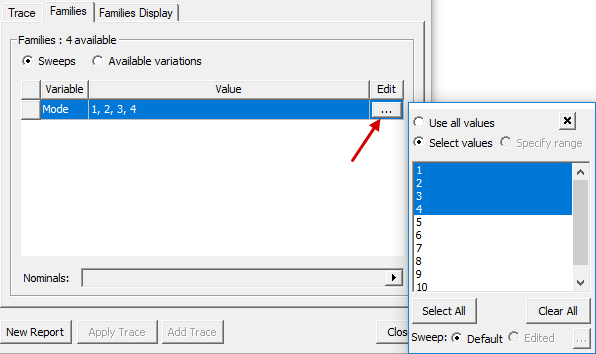 Modal Report Interface Creating a Fields Report