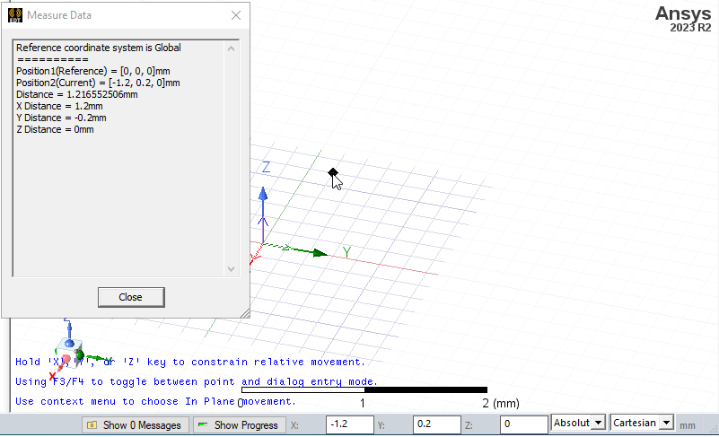 Modeler window. Measure Data dialog.