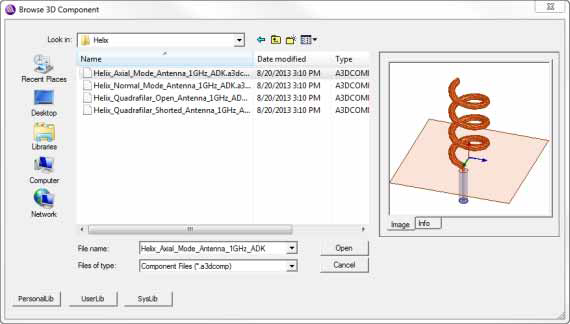 Browse 3D Component dialog.