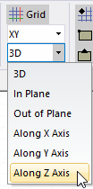 Movement Mode drop-down menu, Along Z axis option highlighted.