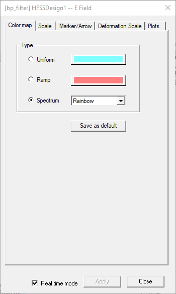 Attribute settings dialog. Color map tab.