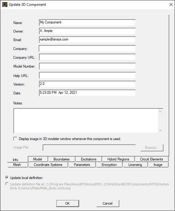 Editing a 3D Component Definition