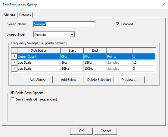 Edit Frequency Sweep