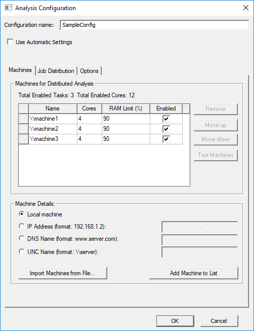 Analysis Configuration Sample Window