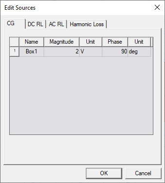 Edit Sources Window, on the CG Tab