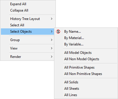 Select Objects Submenu