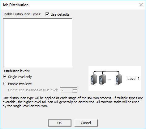 Job Distribution dialog box, Single Level Only option enabled. 