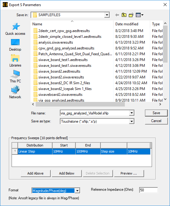 Export S Parameter