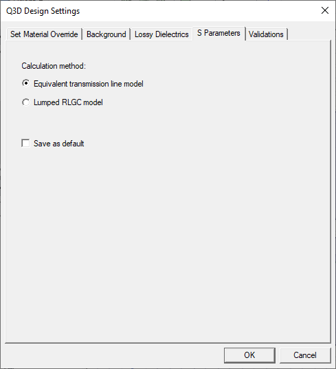 Design Settings - S Parameters