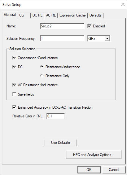 Solve Setup - General Tab