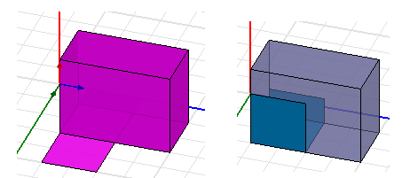 Model of 3D object and unwrapped sheet. Model of 3D object with sheet wrapped.