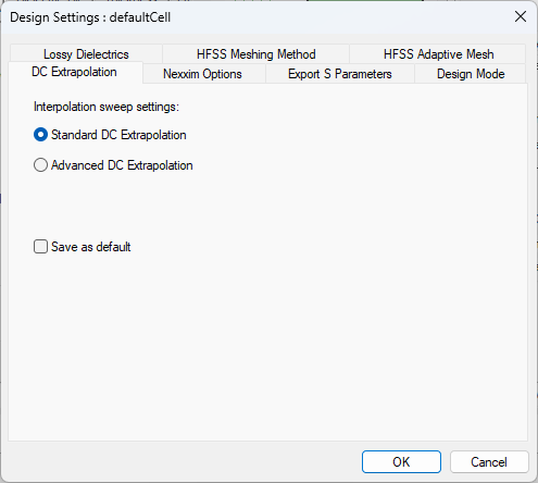 DC Extrapolation Settings