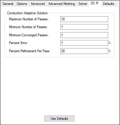 HFSS Advanced Settings - DC R