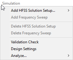 Simulation Menu