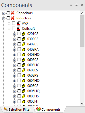 Components Workspace - Components Tab Expanded
