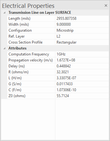 Electrical Properties Window