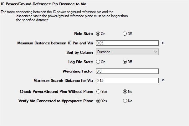 IC Power/Ground Pin-Via Distance Rules