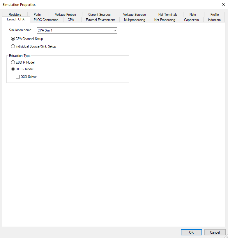 Simulation Properties - Launch CPA