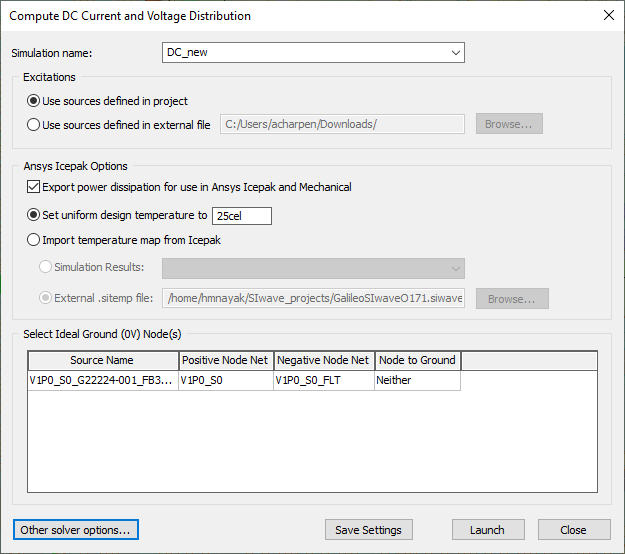 Compute DC Current and Voltage Distribution Window