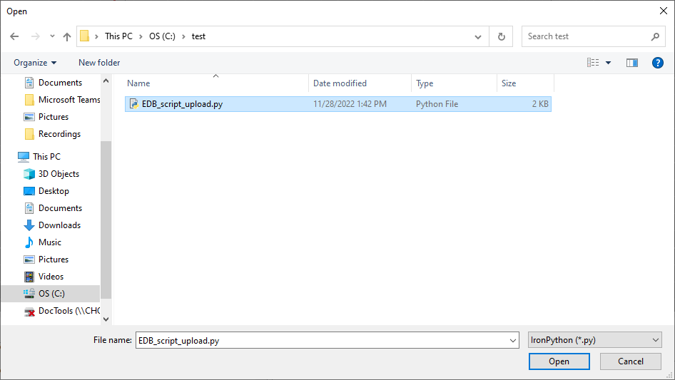 Run Script Explorer Window