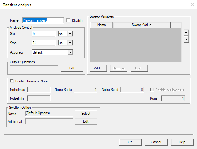 Transient Analysis Window