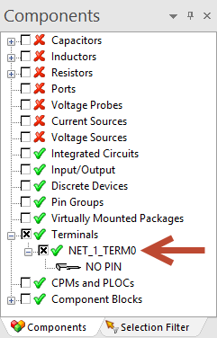 Terminal in Components Window