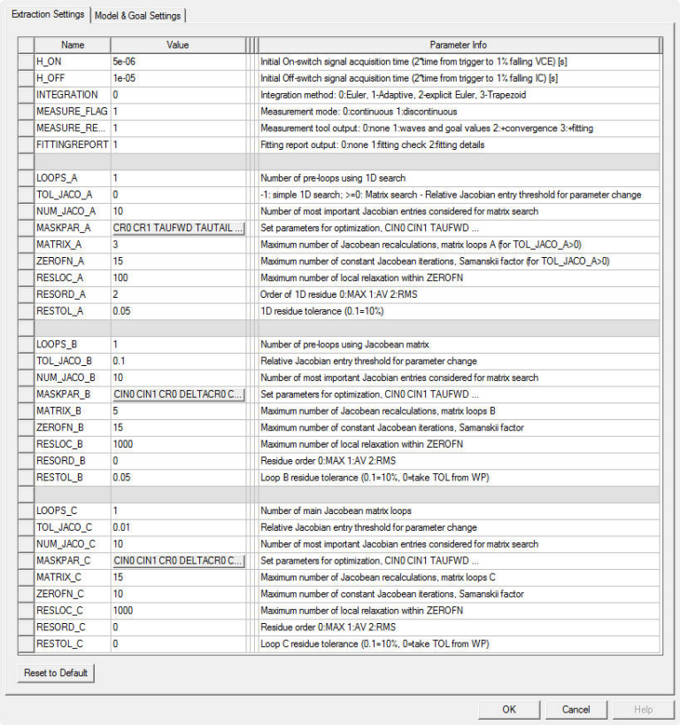 Advanced Settings for Characterizing a Basic Dynamic IGBT