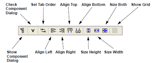 Component Dialog Wizard Layout toolbar.