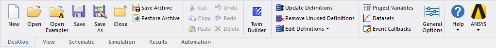 Twin Builder ribbon Desktop tab.