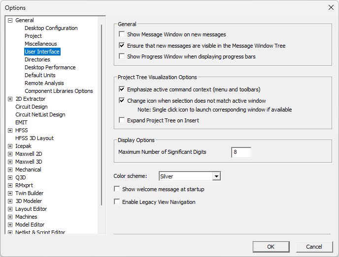 User Interface Options