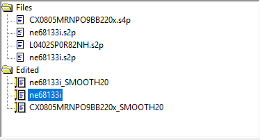 Network data selection pane.