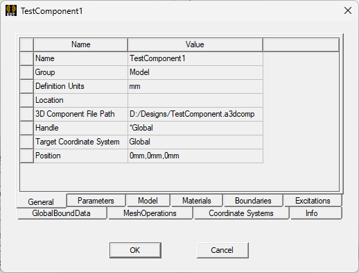 Properties dialog.
