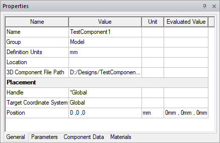 Docked Properties dialog.
