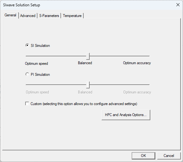 SIwave Solution Setup Window