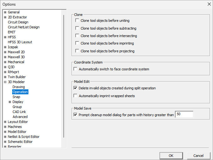 Operation Options