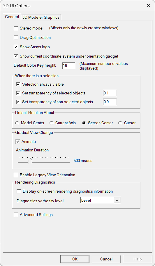 3D UI Options