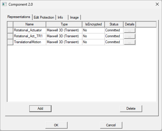 Window that opens when you select Edit Component 2.0