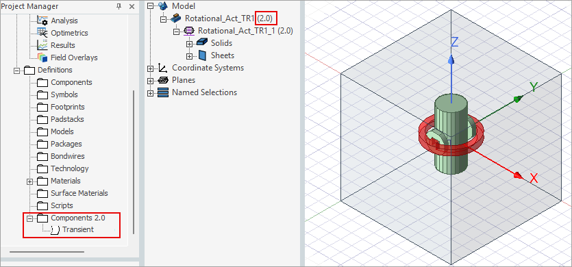 Instance from a 2.0 component added in the Modeler window