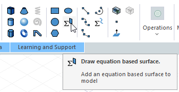Draw equation based surface icon selected in Draw ribbon.