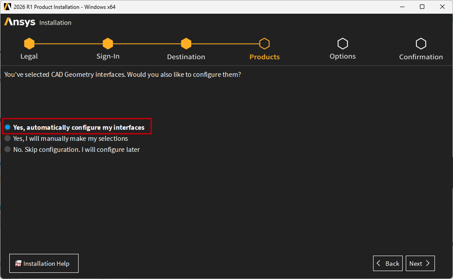 The automatically configure interfaces is highlighted in the installation window.